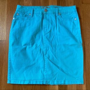 Turquoise denim pencil skirt size 10